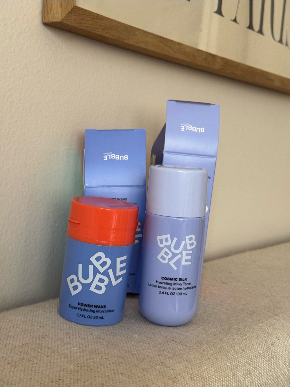 Bubble Cosmetic Silk Hydrating Milky Toner and power wave moisturizer